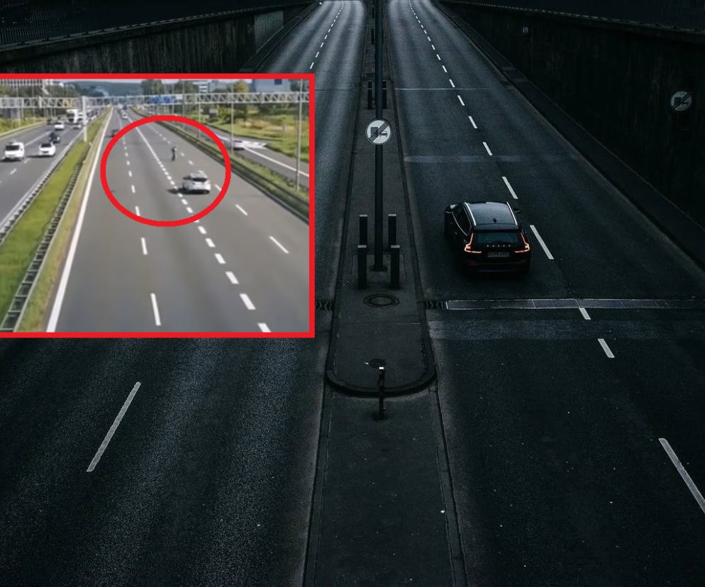 Katowice. Przechodził peiszo przez A4. Wszystko się nagrało