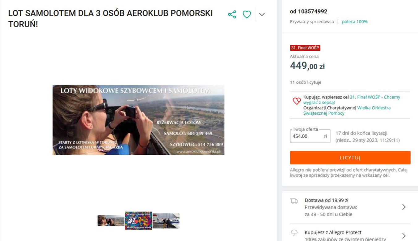 Lot samolotem dla 3 osób