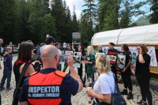 Protest przeciw przewozom konnym do Morskiego Oka