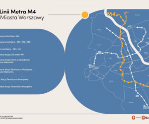 Schemat przebiegu 4. linii metra w Warszawie