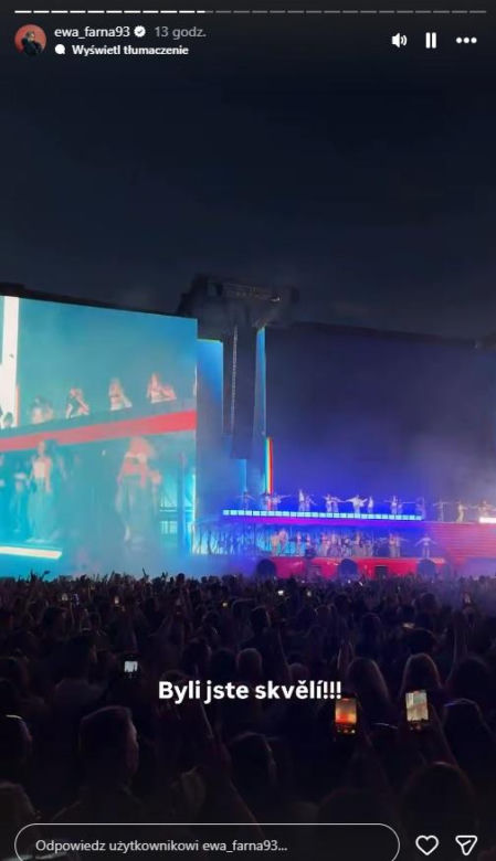 Ewa Farna na stadionie w Pradze