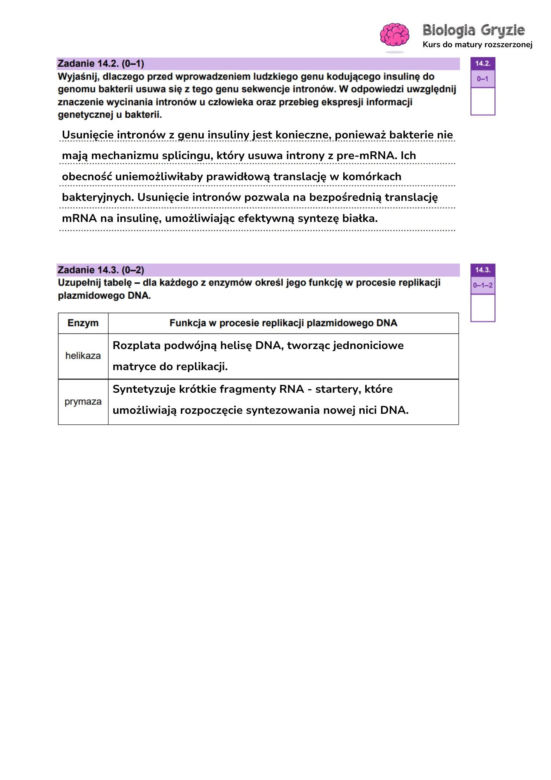 Odpowiedzi próbnej matury biologia rozszerzona 2024
