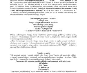 Pismo Urszuli Augustyn w sprawie Grupy Azoty w Tarnowie