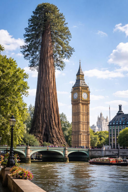 Big Ben i najwyższe drzewo świata