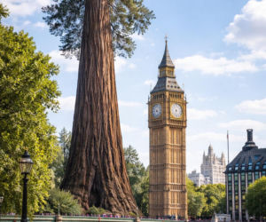 Big Ben i najwyższe drzewo świata