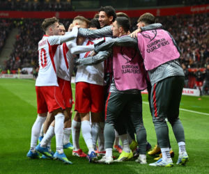 Mecz Polska - Albania. Gol Lewandowskiego