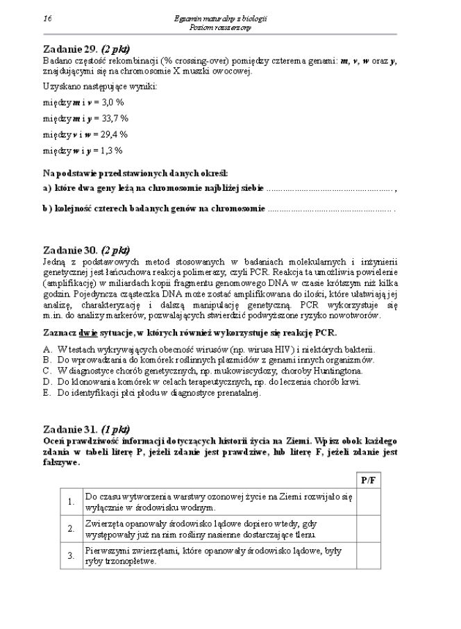 Arkusz biologia rozszerzony matura 2014