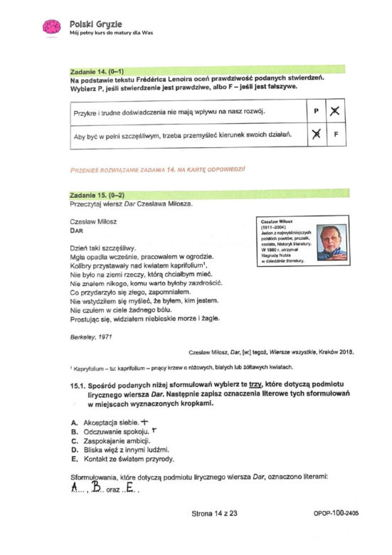 Egzamin Ósmoklasisty 2024 - język polski - ODPOWIEDZI, GOTOWE ROZWIĄZANIA