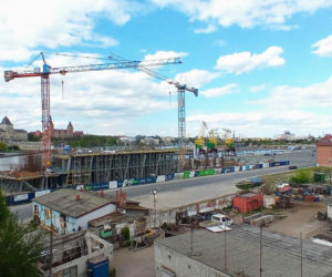 Budowa Morskiego Centrum Nauki w Szczecinie - kwiecień 2020