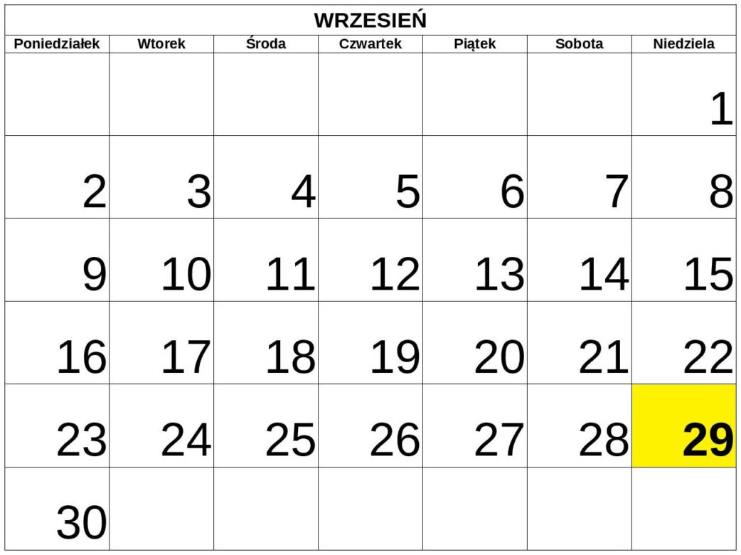 Niedziele handlowe 2019 - WRZESIEŃ