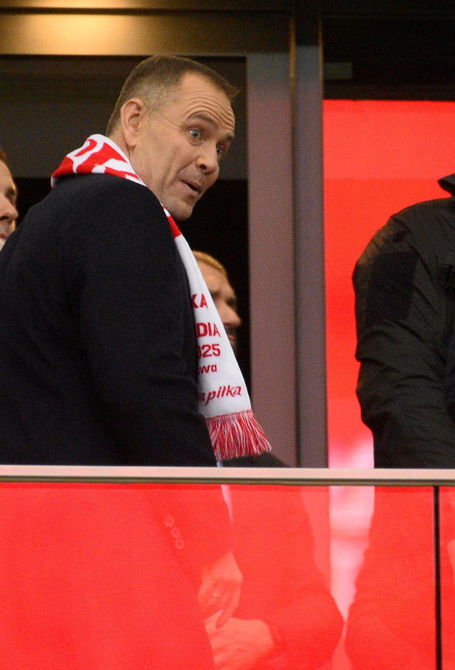 Karol Nawrocki na meczu Polska - Holandia