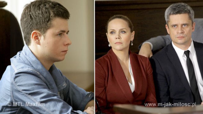 M jak miłość odc. 1045. Łukasz (Adrian Żuchewicz), Wiktor Żak (Piotr Grabowski), Jola (Monika Krzywkowska)