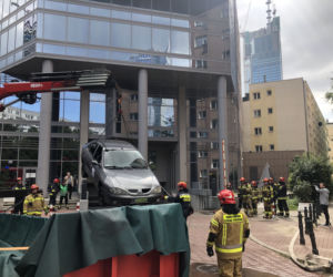 Ćwiczenia strażaków, strażników i policji w Warszawie