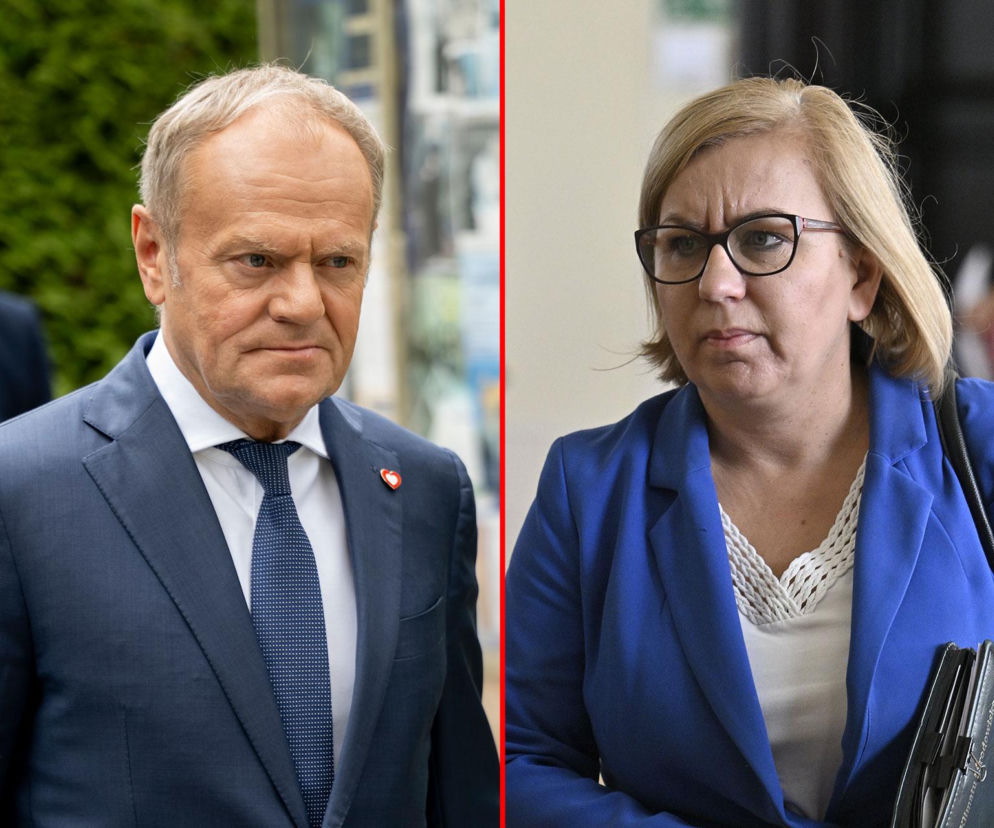 Premier Donald Tusk. Obok na wstawce minister Paulina Hennig-Kloska. O nowej partii Unia Centrum czytaj w SE Polityka.