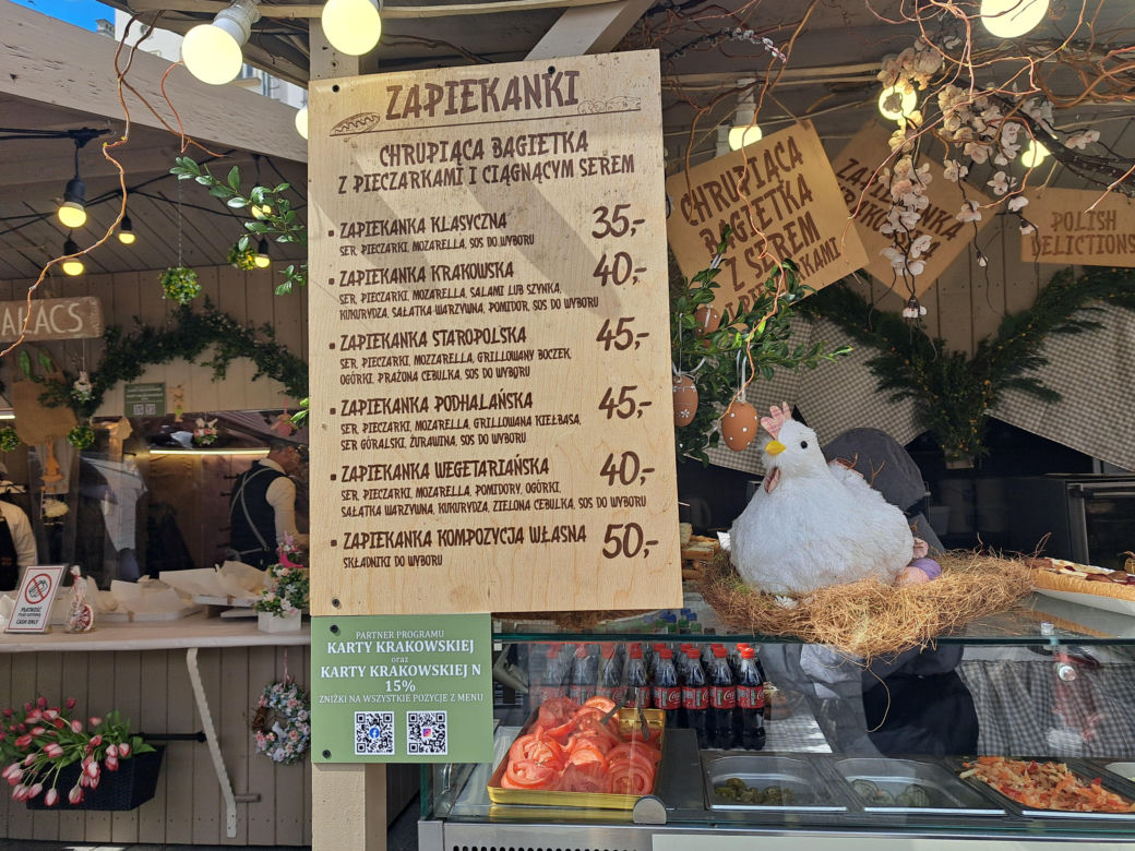 Jedzenie na jarmarku wielkanocnym 2025 w Krakowie
