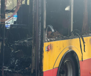 Pożar autobusu Miejskiego na Wawrze