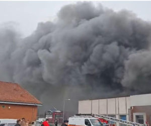 Zgłoszenie o zdarzeniu wpłynęło po godzinie 9:00 . Płomienie szybko objęły cały budynek sklepu.