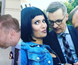 M jak miłosć. Sandra (Anna Oberc), Piotrek (Marcin Mroczek) i Andrzej Budzyński (Krystian Wieczorek)