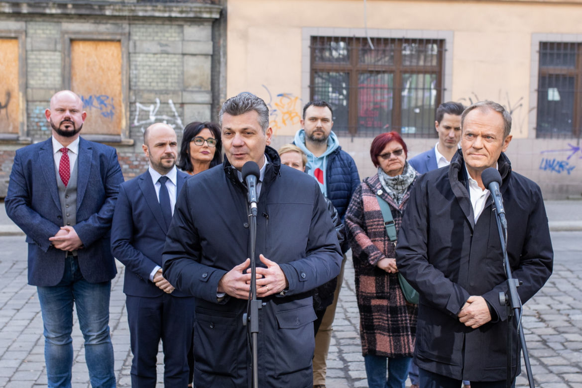 Donald Tusk w Bytomiu. Incydent zakłócił wystąpienie lidera PO