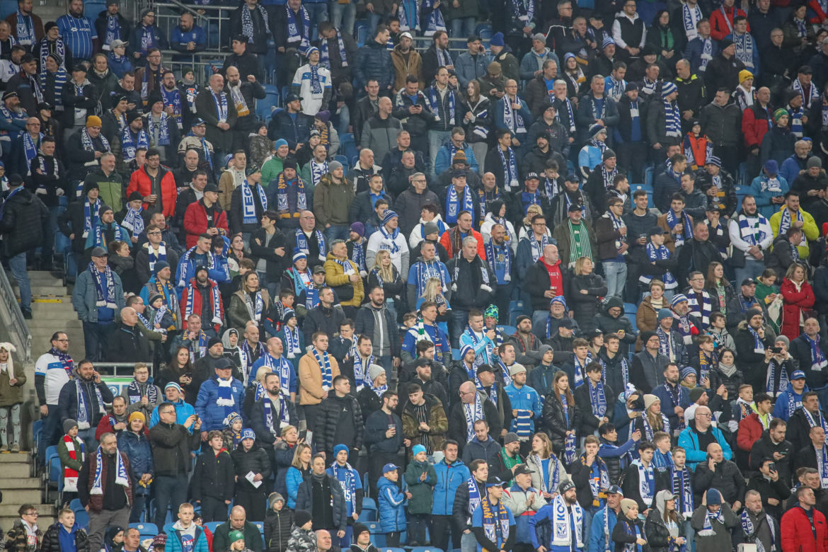 Kibice na meczu Lech Poznań - Warta Poznań