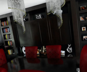 salon z kuchnią i jadalnią w stylu nowoczesnym
