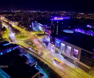 Rzeszów z drona nocą