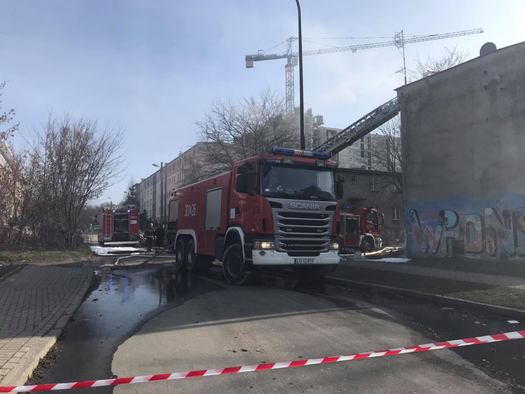 Pożar przy ul. Wrońskiej w Lublinie