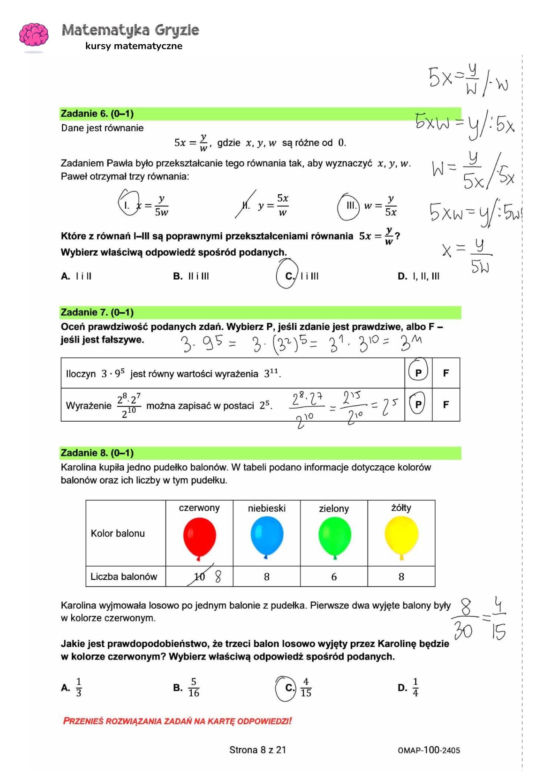 Egzamin Ósmoklasisty 2024 - MATEMATYKA