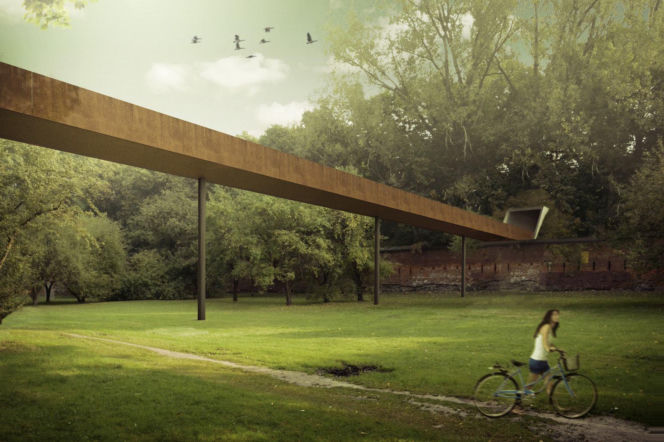 Wizualizacja kładki dla pieszych nad fosą Cytadeli Warszawskiej