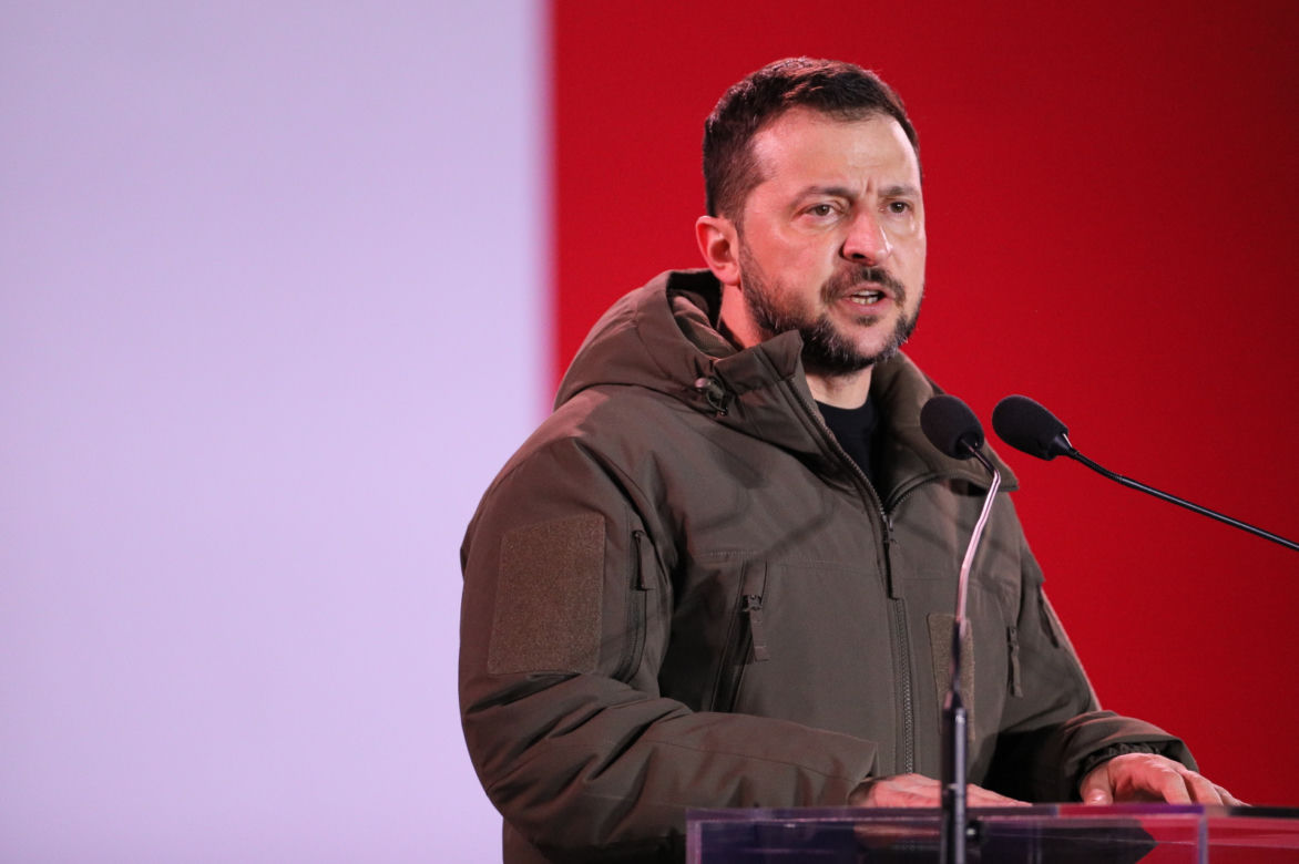 Wystąpienie Wołodymyra Zełenskiego na Zamku Królewskim w Warszawie