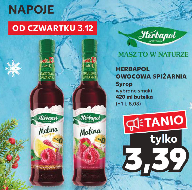 syrop malinowy Herbapol 3,99 zł/420 ml