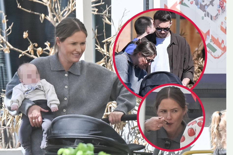 Olga Frycz z rodziną na spacerze