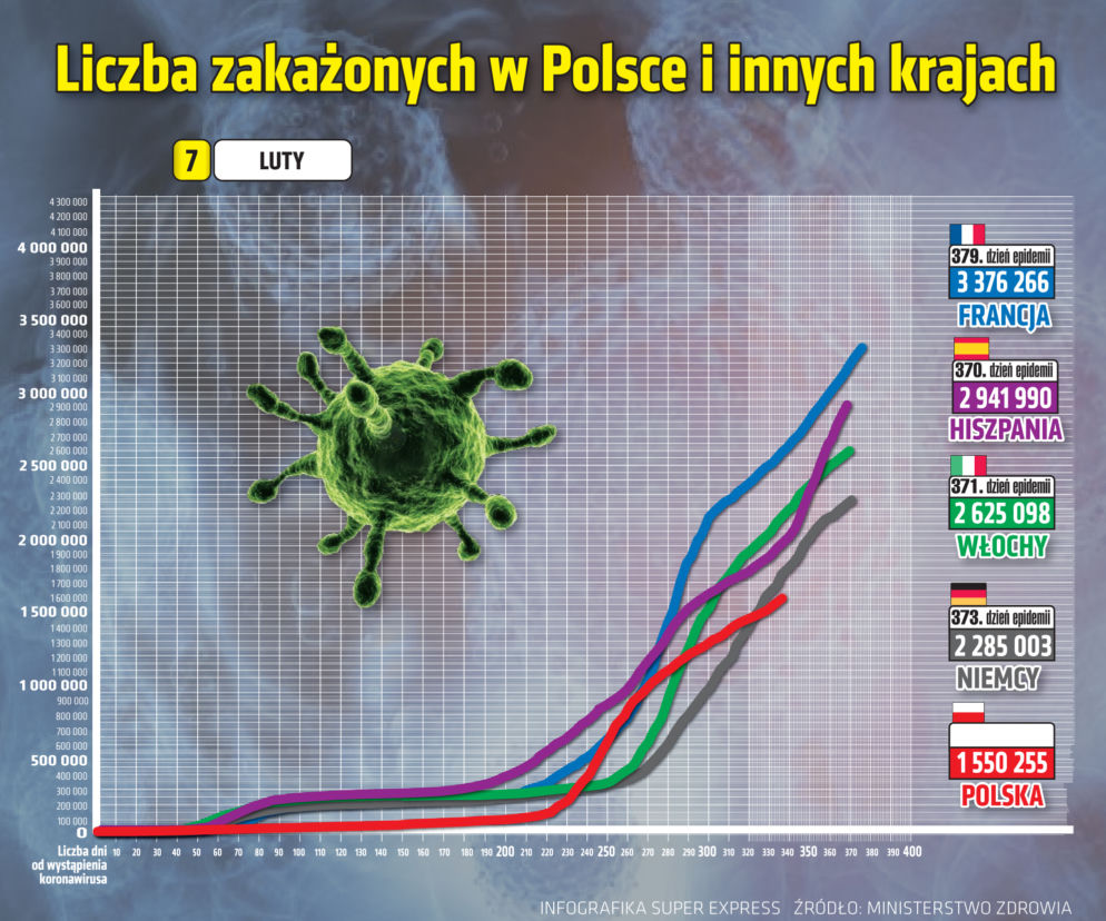 koronawirus w Polsce wykresy wirus Polska 2 7 2 2021