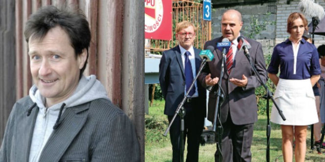 Ranczo. Paweł Kozioł (Cezary Żak), Czerepach (Artur Barciś), Ola (Lidia Sadowa), Witebski (Jacek Kawalec)