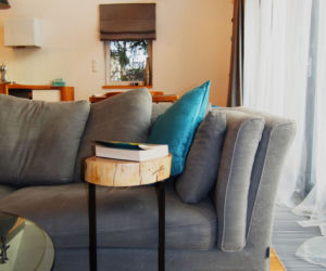 Szara sofa w salonie