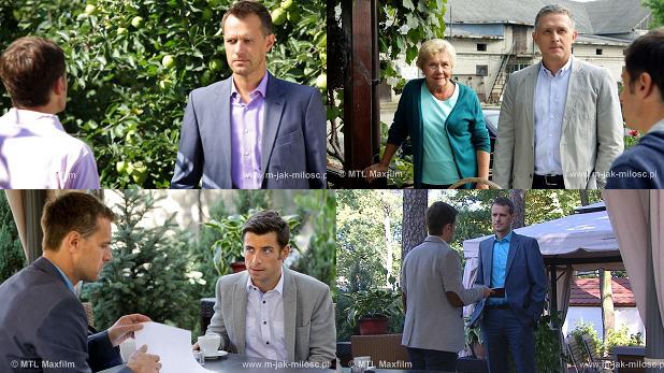 M jak MIŁOŚĆ. Marek (Kacper Kuszewski), Michał Łagoda (Paweł Okraska), Artur (Robert Moskwa), Barbara (Teresa Lipowska)