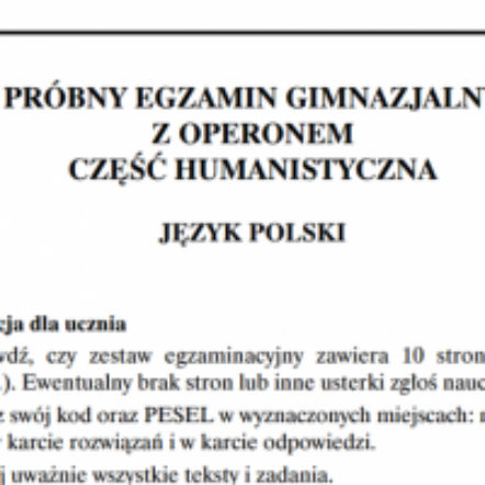 Próbny egzamin gimnazjalny 2015/2016 z Operonem: Język polski. ARKUSZE, ODPOWIEDZI, zadania, przecieki egzaminu – informacje, premiery teledysków – ESKA.pl