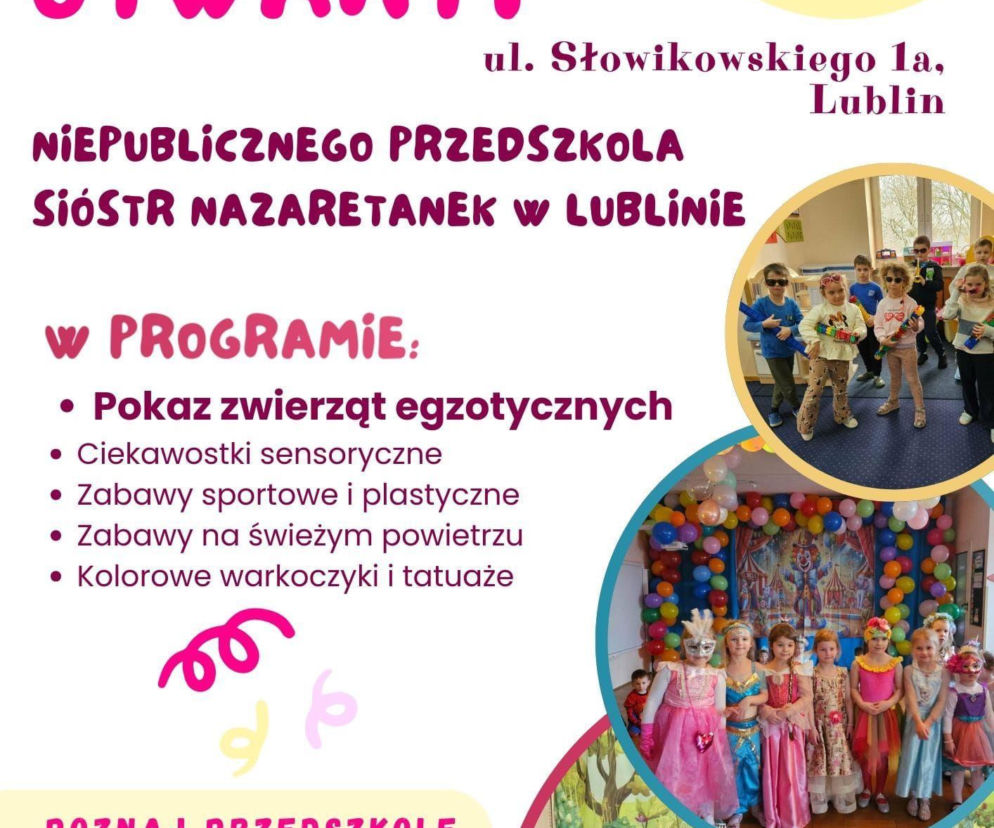 Dzień otwarty w przedszkolu Sióstr Nazaretanek w Lublinie- plakat wydarzenia