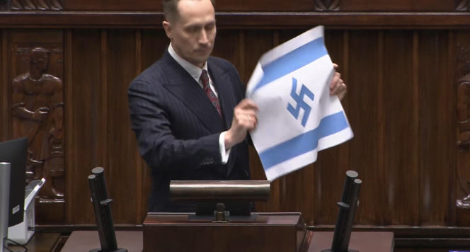 Zamieszanie w Sejmie. Poseł Berkowicz pokazał flagę ze swastyką. Czarzasty od razu z…