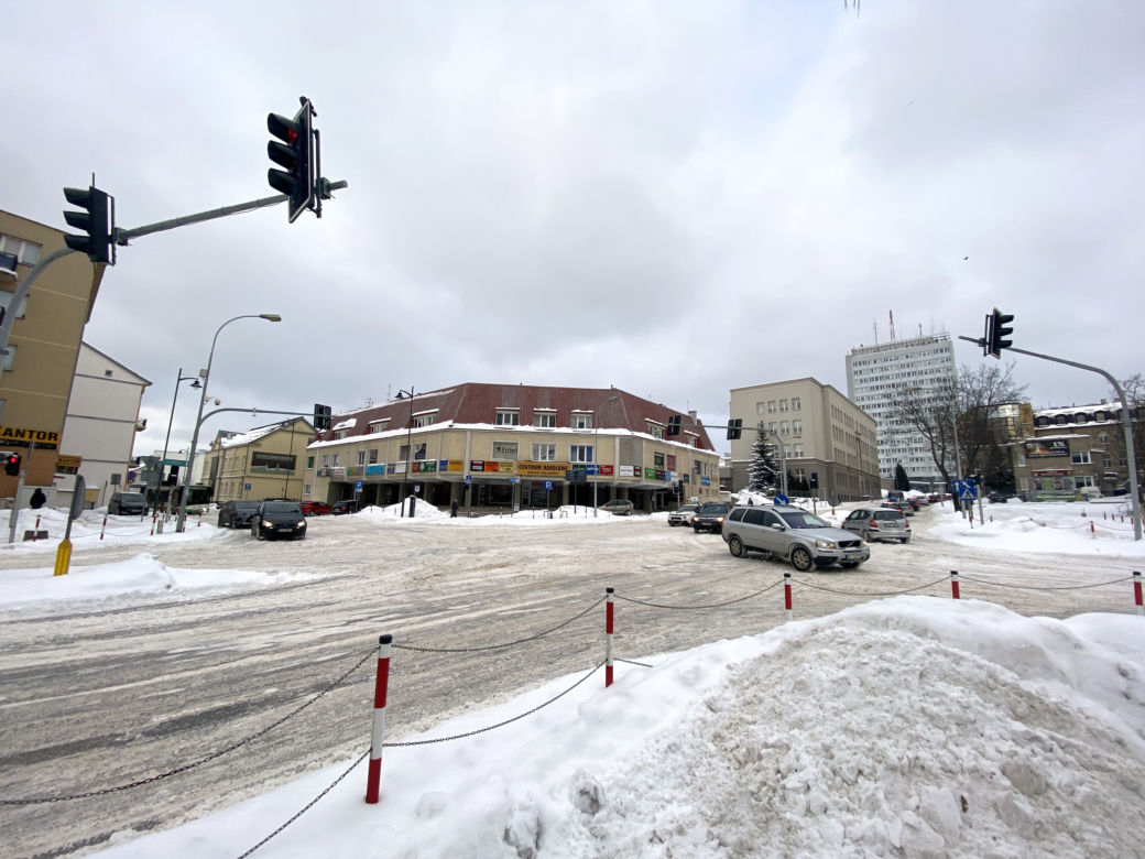 Centrum Białegostoku pod śniegiem
