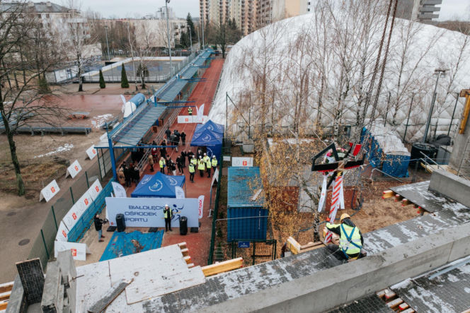 „Wiecha” na budowie Hali Sportowej Białołęckiego Ośrodka Sportu