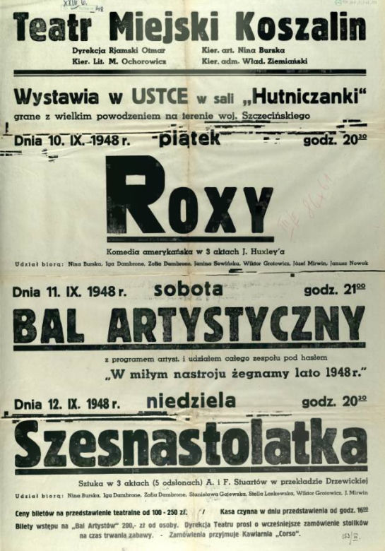 Koszalin. Stare plakaty zapowiadające imprezy