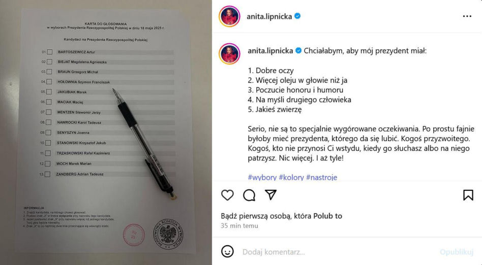 Wybory 2025: Tak Głosują gwiazdy. Anita Lipnicka