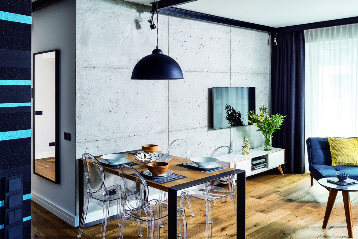 Beton dekoracyjny w salonie