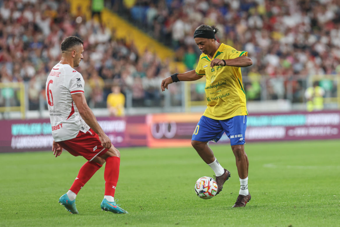Ronaldinho na Stadionie Śląskim w meczu gwiazd Polska - Brazylia