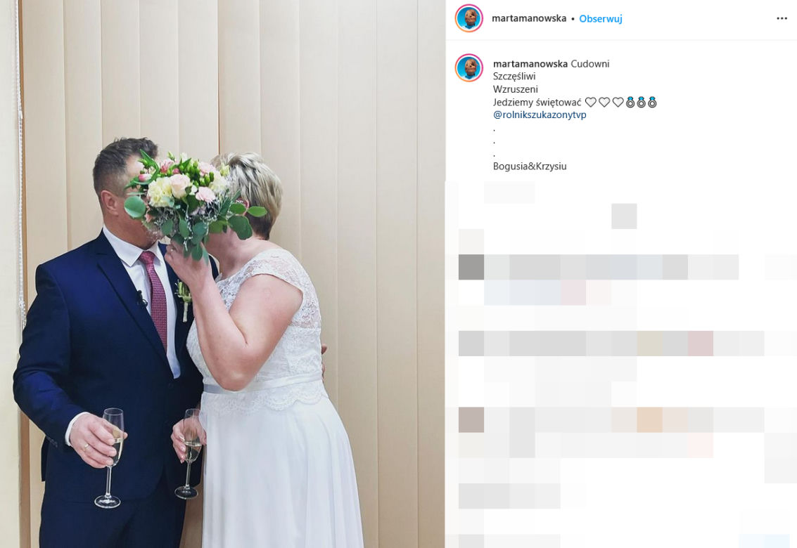 Marta Manowska na weselu Bogusi i Krzysia z "Rolnik szuka żony"