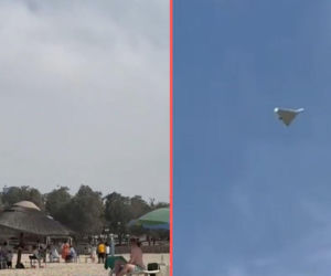 Myśliwiec F-16 niszczy drona nad plażą w Dubaju. Szokujące nagranie w sieci