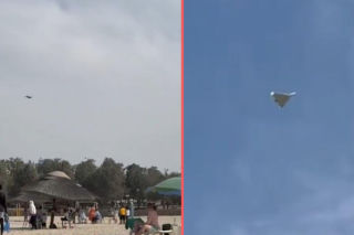 Myśliwiec F-16 niszczy drona nad plażą w Dubaju. Szokujące nagranie trafiło do sieci