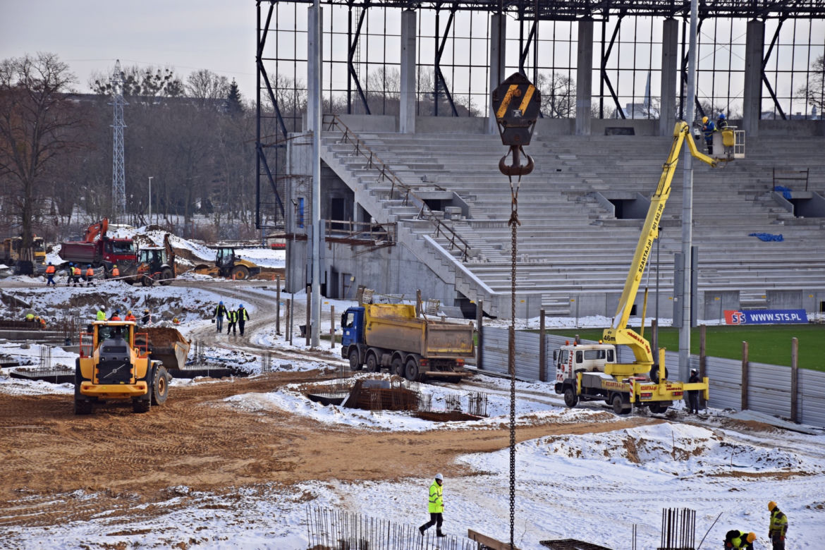 Budowa stadionu w Szczecinie - luty 2021
