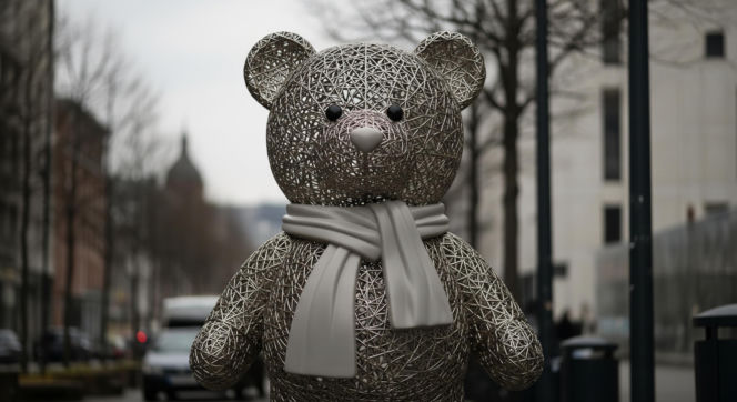 Przemyski miś świąteczny. Dlaczego zmieniono mu szalik?